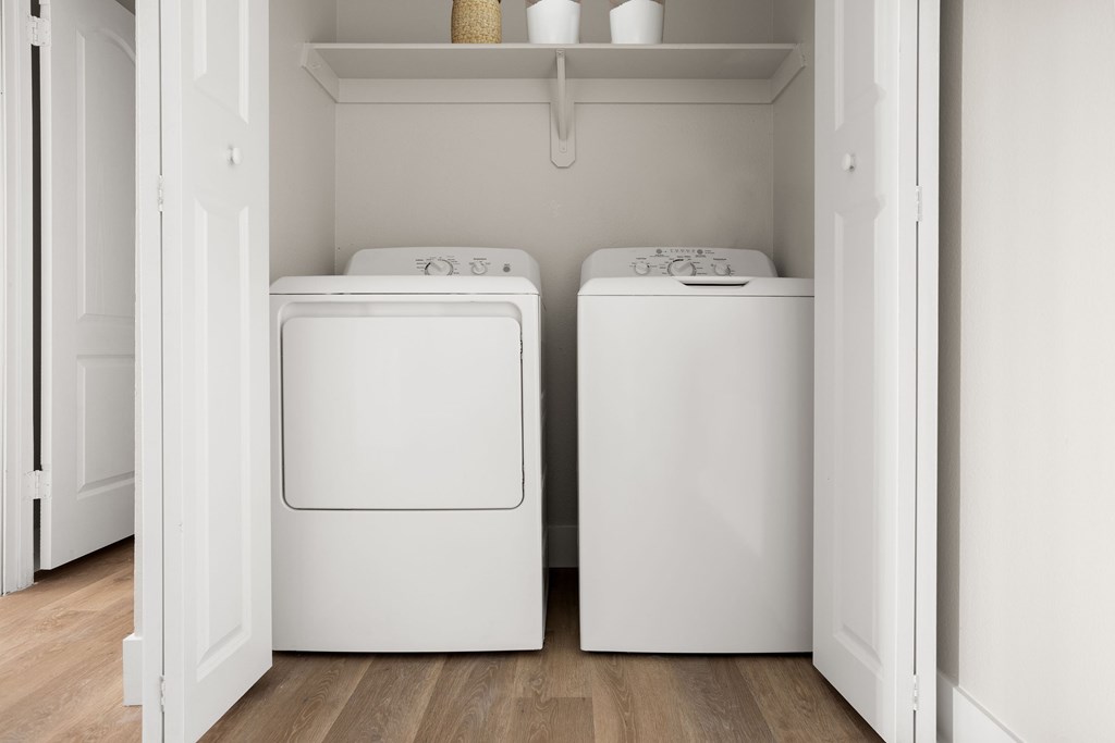 a washer and dryer in a laundry room